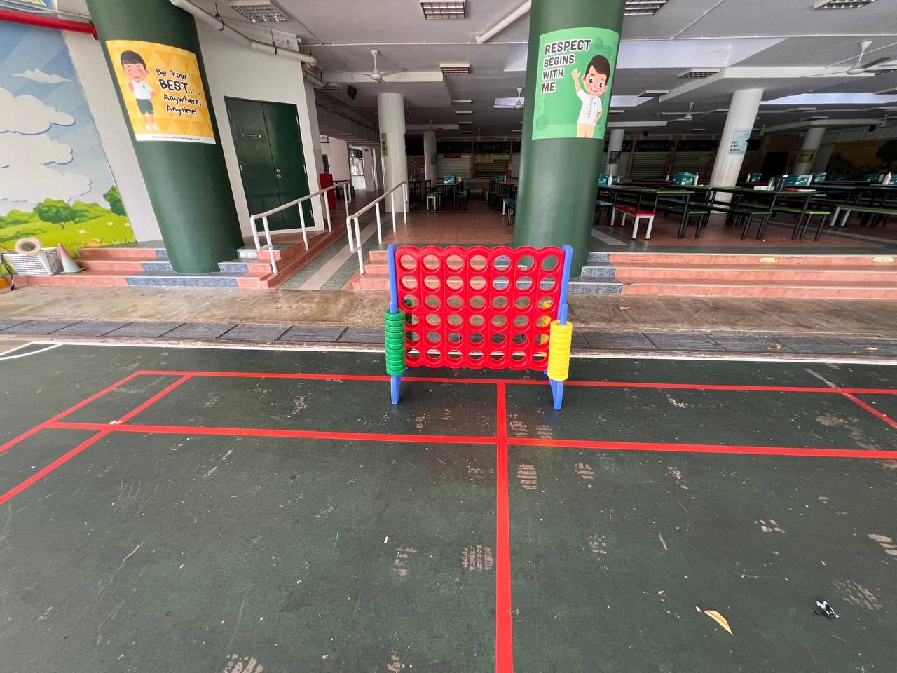 Giant Connect 4 game, placed outdoors for an event at Essex Road, Singapore.