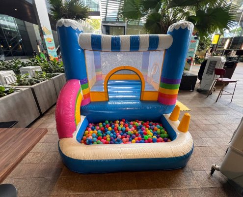 rainbow house, rainbow bouncy castle