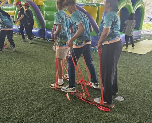 Giant slipper game at family day event