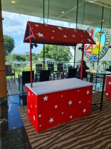 Custom print push cart with vibrant branding, ideal for events and trade shows