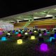 Lighted LED Cubes and kermit chairs rental singapore carnival wiz Kermit folding beach chairs and lighted led cubes event furniture set up for an outdoor movie night in Singapore