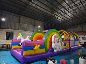 unicorn pict 3 Inflatable Sports Obstacle Challenge Course Mega Bouncy Castle for adults and children rental singapore