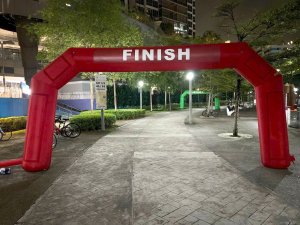 Customised red inflatable arch at Waterway Point, Singapore