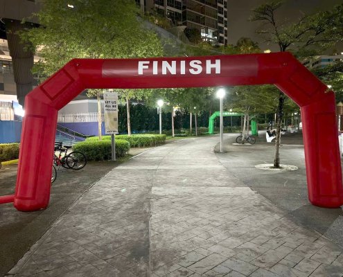 Customised red inflatable arch at Waterway Point, Singapore