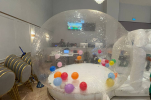 Inflatable bubble dome filled with balloons at 115 Eunos Ave 3, Singapore