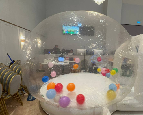 Inflatable bubble dome filled with balloons at 115 Eunos Ave 3, Singapore