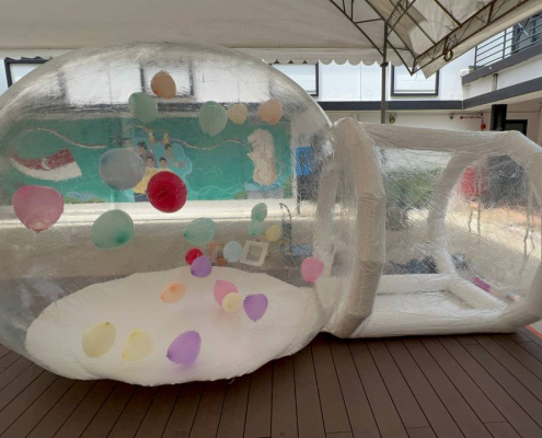 Inflatable bubble dome filled with balloons at Sembawang RC, Singapore