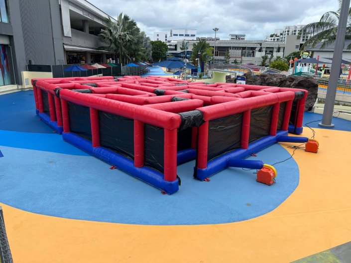 Giant inflatable maze set up at Wild Wild Wet, Singapore for an outdoor event