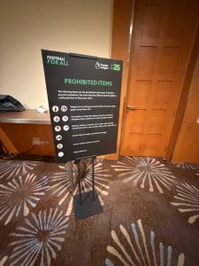 Poster stand in Resorts World Ballroom, Singapore