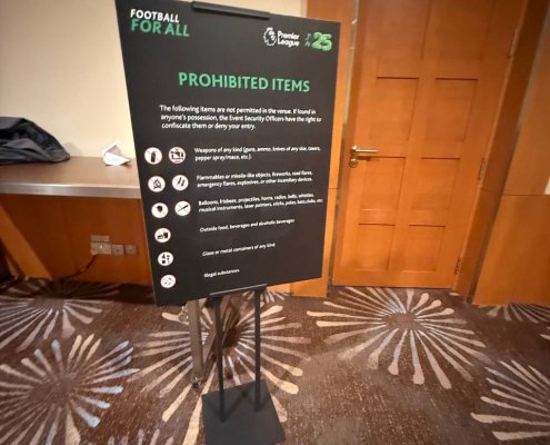 Poster stand in Resorts World Ballroom, Singapore