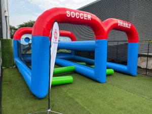 Soccer dribble interactive game at Rainforest Sportshub, left side view.