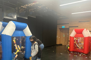 Cash Grab Machines placed at Armenian Street in Singapore, designed as a game booth where air jets blow paper bills around.