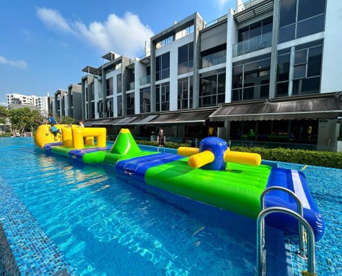 Mill - Belgravia Villas The Mill as part of a connected inflatable water course, adding variety and a light challenge to the path.