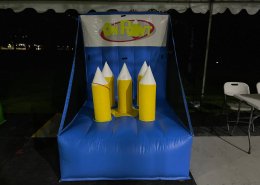 On Point game setup at Jurong Lake Gardens, Singapore — a colorful inflatable twist on the classic ring toss.
