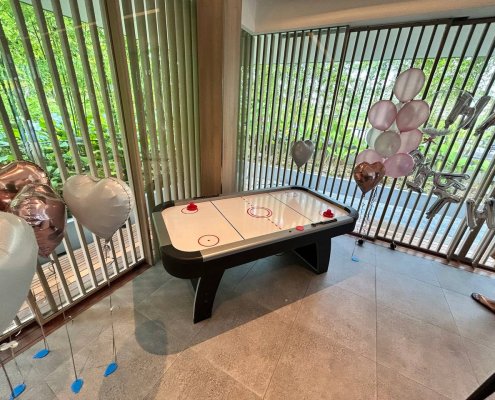 Regular air hockey table at Woodleigh Residences, Singapore