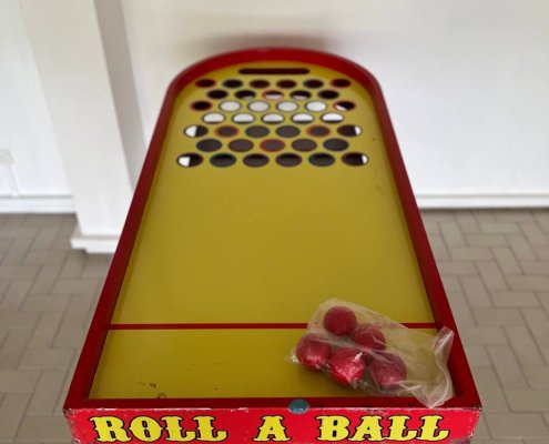 Colorful Roll a Ball game setup placed neatly at Lakepoint Condo, Singapore.