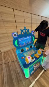 Interactive Fish Frenzy game setup at Wisma Geylang Serai, Singapore – perfect for children’s events and parties