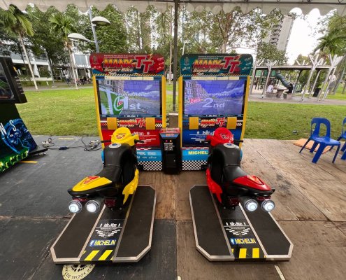 Manx TT Motorbike Racing - Green Forest Park Manx TT Super Bike arcade racing game at Green Forest Park, Singapore – thrilling motorcycle ride experience for events