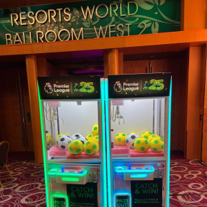 Toy catcher claw machine rental at Resort World Ballroom, Singapore for parties and events