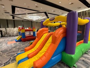 Kids play zone with bouncy castle, ball pit and soft play area at Ramadan corporate event