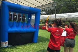 Hoverball archery game at a carnival event in Singapore, safe target-shooting game for kids and family activities
