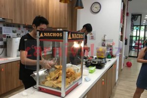 Halal-friendly nacho cheese station for indoor and outdoor events