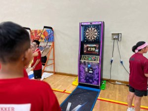 Digital dart machine arcade game rental for corporate events and family day entertainment in Singapore