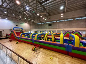 Long ninja style inflatable obstacle course challenge for sports carnival events in Singapore